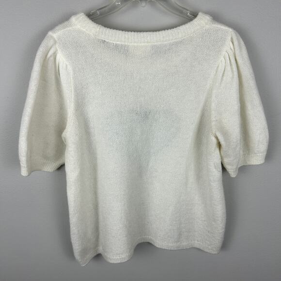 Anthropologie Maeve Short-Sleeve Puff Heart Sweater Tee M - Picture 4 of 7